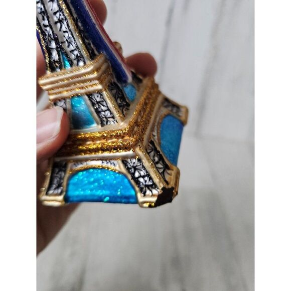 Owc Old world Eiffel Tower AS IS building statue glass ornament Xmas as is tree - Picture 5 of 11